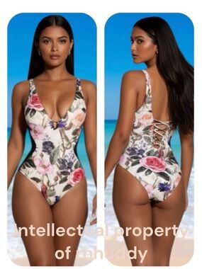 NWT TA3 L regular/long Plungey Triangle Contour rose bloom